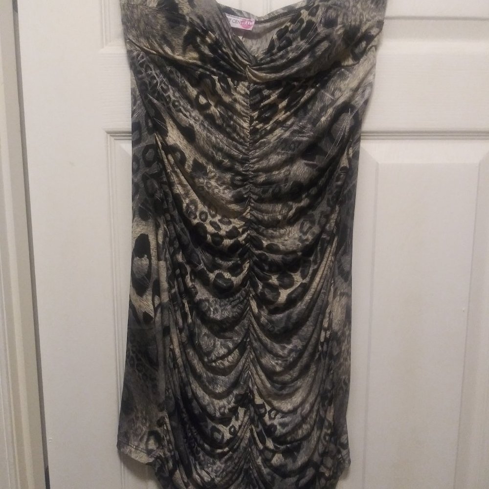 Animal Print Strapless Bodycon Mini Dress